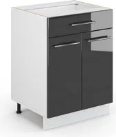 Vicco Küchenunterschrank Fame-Line, 60 cm mit Schublade, ohne Arbeitsplatte, Anthrazit Hochglanz/Weiß