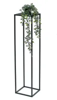 DanDiBo Blumenhocker Metall Schwarz Eckig 100 cm Blumenständer Beistelltisch 96351 Blumensäule Modern Pflanzenständer Pflanzenhocker