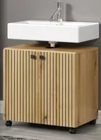Waschbeckenunterschrank "Bliss" in Evoke Eiche Badschrank auf Rollen 60 cm