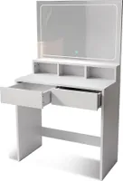 Toaletný stolík Kalea 301121, LED kozmetický stolík, dotykové zrkadlo, zásuvky a priehradky, biely