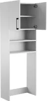 SKXMobel Waschmaschinenschrank in Weiß, Stehendes Badezimmerschrank mit Türe, Bad Regal stehend 30x66x180 cm
