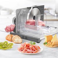 Allesschneider, rostfreies Edelstahlmesser, Wurstschneidemaschine mit einstellbare Schnittstärke(0-18mm), Käse Brotschneidemaschine, 160 W, schwarz