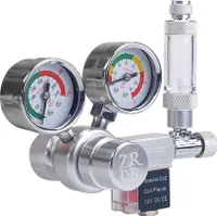 12V Ausgangsspannung Aquarium CO2-Regler CO2-Druckregler mit Magnetspule Grosses Doppelmanometer Blasenzaehler und Rueckschlagventil fuer CO2-Aluminiumzylinder CGA320-Schnittstelle