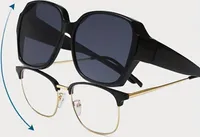 GKA A Überzieh Sonnenbrille für Brillenträger schwarz Fit Over Übersonnenbrille Überziehbrille Überbrille Damen und Herren UV-Schutz