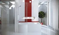 BADLAND Badewanne Rechteck Inspiro LINKS 170x70 mit Acrylschürze, Glasabtrennung, Füßen und Ablaufgarnitur GRATIS