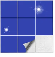 Fliesenaufkleber  Für Bad, Küche etc Brillantblau 86 glänzend 9 x 9 cm 25 Stück