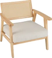 COSTWAY Akzentstuhl aus Cordgewebe, Indoor-Freizeitstuhl mit gepolsterter Sitzfläche und Rattan-Rückenlehne, gepolsterter Lesesessel