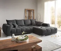 DELIFE Ecksofa Josea 300x220 cm Mikrofaser Schwarz Recamiere rechts