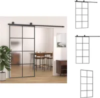vidaXL Drzwi przesuwne z okuciem 102,5x205 cm ESG szkło & aluminium - Drzwi wejściowe