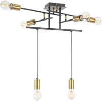 Hängeleuchte Lanny schwarz gold E27 6x MAX 40W L:120.5cm B:75.5cm H:44.5cm dimmbar