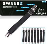 SPANNEX verstellbare Bettlakenspanner Betttuchspanner Lakenspanner bis200cm 8er schwarz: Weiß Farbe: Weiß