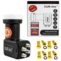 DUR-line +Ultra Quad LNB - 4 Teilnehmer schwarz - mit LTE-Filter, 4-Fach, digital mit Wetterschutz, Full HD, 4K,Premium-