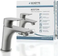 SCHÜTTE Waschtischarmatur BOSTON, Wasserhahn Bad mit Pop Up Ablaufgarnitur Waschbecken, Mischbatterie Waschbecken
