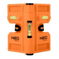 NEO TOOLS Pfostenwasserwaage, mobil, 3 Libellen, 4 Magnete, verstellbar von 15 - 180°, aus robustem Kunststoff, Arbeitslänge von 209 mm