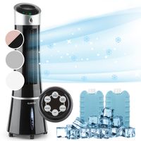 Skyscraper Ice 4-in-1 Luftkühler Ventilator 210 m³/h 30 W Oszillation mobil Fernbedienung, Farbe:Schwarz