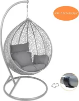 Rattan Hängesessel mit Gestell  Polyrattan Hängekorb grau Relax Gartensessel