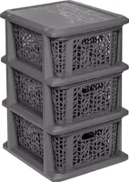 REGAL mit x 3 Schubladen Standregal Kommode Schrank Dunkelgrau Kunststoff BRANQ