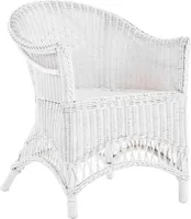 KRINES HOME  Rattansessel Landhaus Flechtsessel aus Natur-Rattan Rattan Sessel Korbsessel Wintergarten (Weiß)