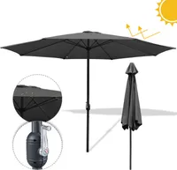 EINFEBEN 3.5m Sonnenschirm Marktschirm mit Handkurbel UV40+ Outdoor-Schirm Terrassen Gartenschirm,Grau