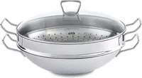 Pánev WOK nerezová se skleněnou poklicí – O 36 cm – Nanjing