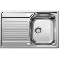 Blanco Einbauspüle Tipo 45 S Compact - Spüle mit Abtropffläche - Waschbecken reversibel mit Ablaufgarnitur und Drehknopf, Edelstahl