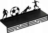 Sellon24® Medaillenhalter Fußball, Medaillen - Aufhänger Schwarz, mit Regal für Pokale, aus Metall, Wandmontage, Sportler, Geschenk