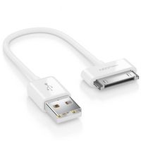 deleyCON 0,15m 30-Pin USB Kabel Dock Connector Sync-Kabel Ladekabel Datenkabel Kompatibel mit IPhone 4s 4 3Gs 3G IPad IPod - Weiß