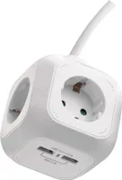 EMOS Cube, Steckdosenwürfel mit 4 Steckdosen und 2 USB-Ports Schuko, 1,9m Kabel, Wandhalterung, P04219GU