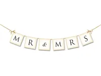 Banner Girlande Hochzeit, Motive:Satinband creme GRL20
