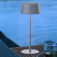 BRILLIANT sivá solárna vonkajšia stolová lampa PICCO | dobíjanie cez solárnu energiu a USB | 4W 300lm 3000K | kov/plast