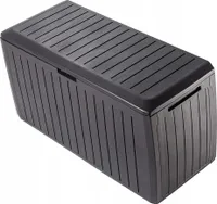 KADAX Gartenkiste "Amfisa", Aufbewahrungsbox aus Kunststoff, Gartentruhe, Gartenbox, Dunkelbraun, 290L, 116 cm