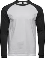 Pánske baseballové tričko Tee Jays s dlhým rukávom PC3419 (3XL) (Biela/čierna)
