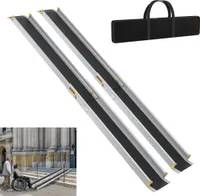 LARS360 2x Tragbar Teleskop-Rollstuhlrampe 6 FT, 107-183 cm verstellbare Rampe, Anti-Rutsch, bis 300 kg, Aluminium Treppenrampe Schwellenrampe