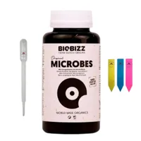 BioBizz Microbes – 150 g Mikroorganismen-Zusatz – inkl. Pipette & 3 Pflanzenschilder