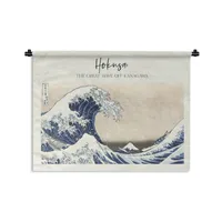 MuchoWow® Tapiserie Věšení na zeď Obraz - Velká vlna Kanagawy - Hokusai 90x67 Tapiserie dekorace Nástěnná šála
