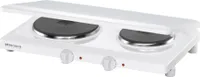 Doppelkochplatte THL 2597/A, langlebige Gussheizplatten, emailliertes Gehäuse, stufenlose Temperaturregelung, Überhitzungsschutz,2 Heizplatten: 145 mm Ø, 1000 Watt / 180 mm Ø, 1500 W, Abdeckung