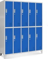 Umkleideschrank 5B2A Spind Spint Schließfachschrank Metallschrank mit 10 Fächern Etikettenhalter Metall 172 cm x 136 cm x 45 cm Farbe: Grau-Blau