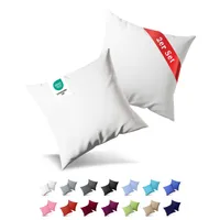 2er Pack Kissenbezug Kissenhülle 40x40 cm Jersey Uni Baumwolle Weiß