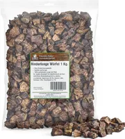 Kaureks Natur Hundeleckerlies, Rinderlunge 1kg, Rinderlunge Würfel, Kausnack, Hundefutter, Kauartikel