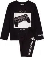 Playstation - Schlafanzug mit langer Hose für Jungen NS6855 (140) (Schwarz/Weiß)