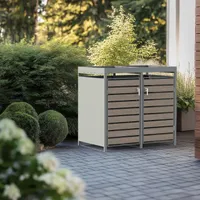 PPbin | Mülltonnenbox, Mülltonnenverkleidung - 2 x 240 Liter - 132x80x124cm - Müllbox, Müllhaus, Grau, NatureBOX