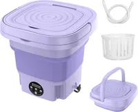 8L skládací pračka, mini pračka, malá pračka na dětské oblečení, spodní prádlo nebo drobné předměty, do bytu, na kolej, do kempu, do karavanu, na cesty, fialová