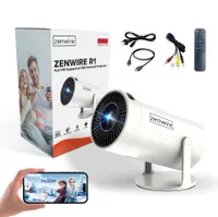 Zenwire R1 Portable MINI Beamer ANDROID 12 360 FULL HD 4K Bluetooth Smart Projector WiFi Beamer