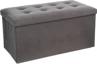Velký pouf s odkládací přihrádkou v šedé barvě, pouf na chodbu, pouf na pokoj, skládací pouf, sedadlo, pouf