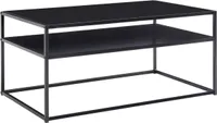 Couchtisch 100x60x45 cm Metall Wohnzimmertisch Industrial Schwarz, Sofatisch Stahl mit Stauraum, Loungetisch mit Ablagefach, Kaffeetisch Beistelltisch Eckig