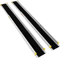 GOPLUS 2 x Alu Auffahrrampe bis zu 270 kg, für Rollstuhl & Haustieren, Motorradrampe Teleskopierbar Laderampe, Teleskoprampe 121,5/ 183 / 213,5 cm