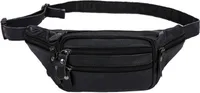 MODFU Leder Bauchtasche Hüfttasche Gürteltasche Damen Herren Schwarz