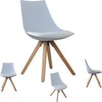 i-flair 2er Set Schalenstuhle, weiß Esszimmerstuhle mit Sitzkissen aus Kunstleder - Gusto