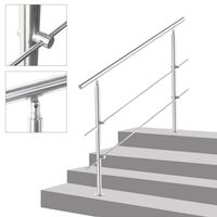 Iropro Treppengeländer Edelstahl Geländer Balkongeländer, 150cm, mit 2 Querstäbe, Handlauf für Innen Außen