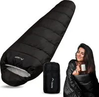 Freetoo Schlafsäck, Mumienschlafsack(Rechter Reißverschluss) – Schlafsack Winter und Sommer, -10°C bis 10°C, Windschutz - Ultralei - Camping im Freien